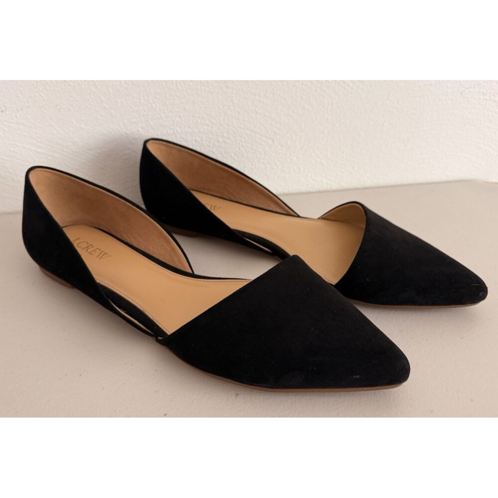 J. Crew Zoe D'Orsay Flats Size 10 Black Suede Pointed Toe Classic Preppy